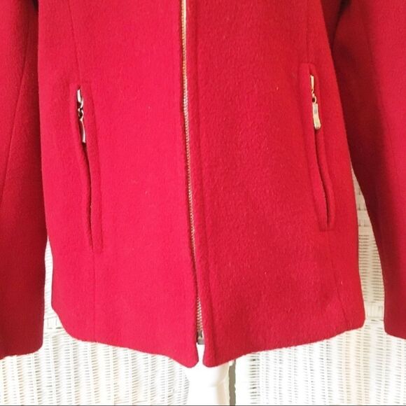 MDP Mario De Pinto Red Wool Zip Jacket Womens Made USA Tailored Coat Minimalist - Picture 5 of 12